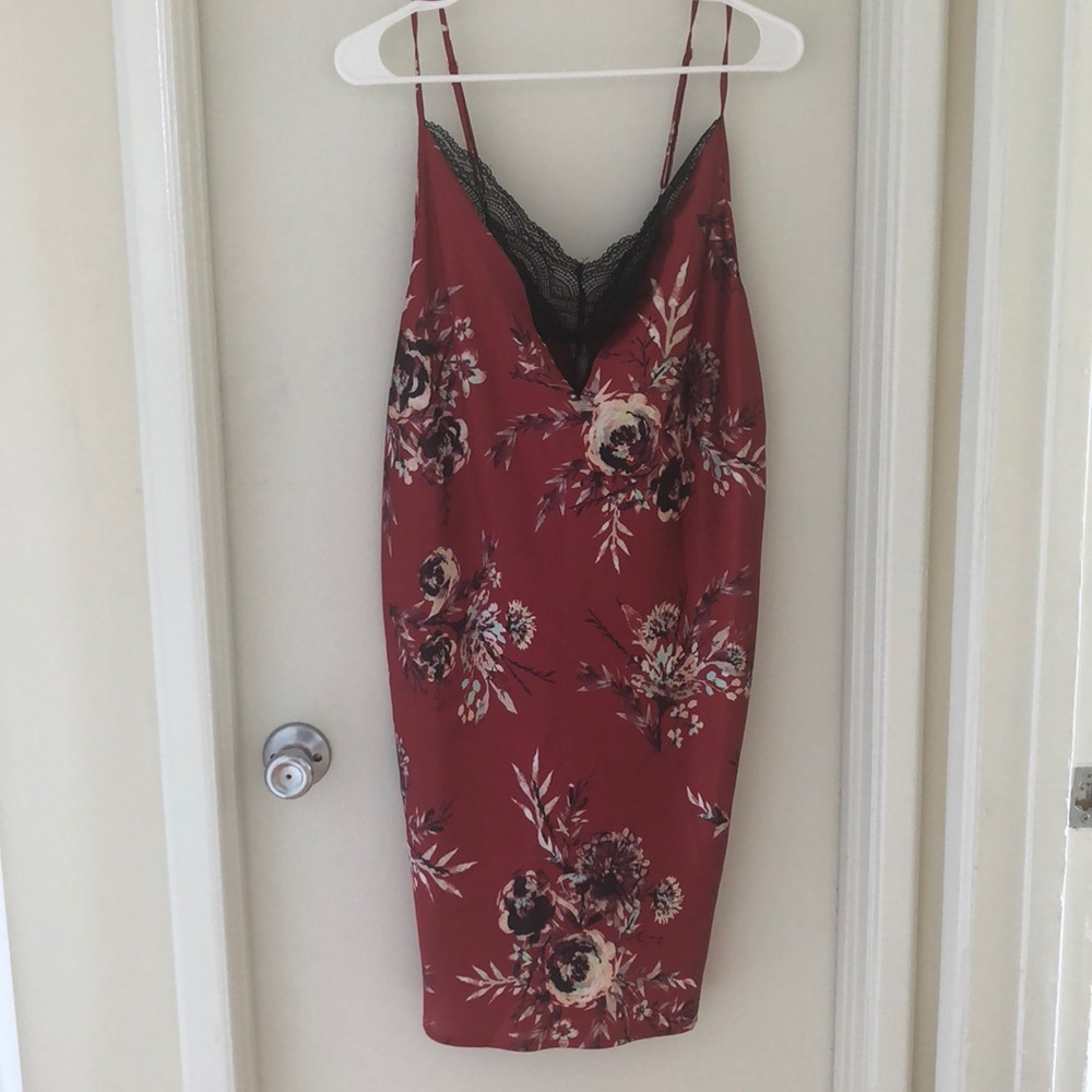 Red satin night gown